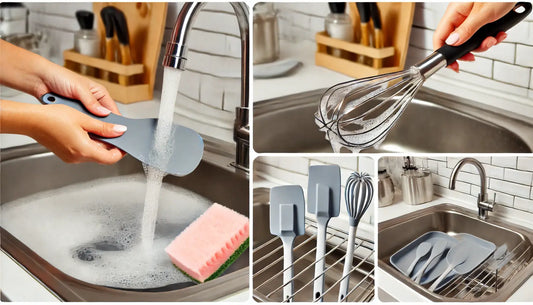 Clean and well-maintained food grade silicone kitchen utensils