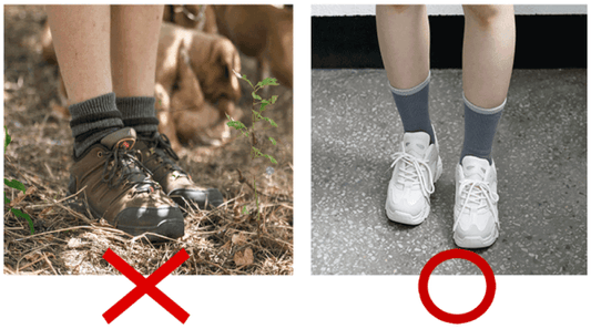 Comparison between tube socks and right-angle socks