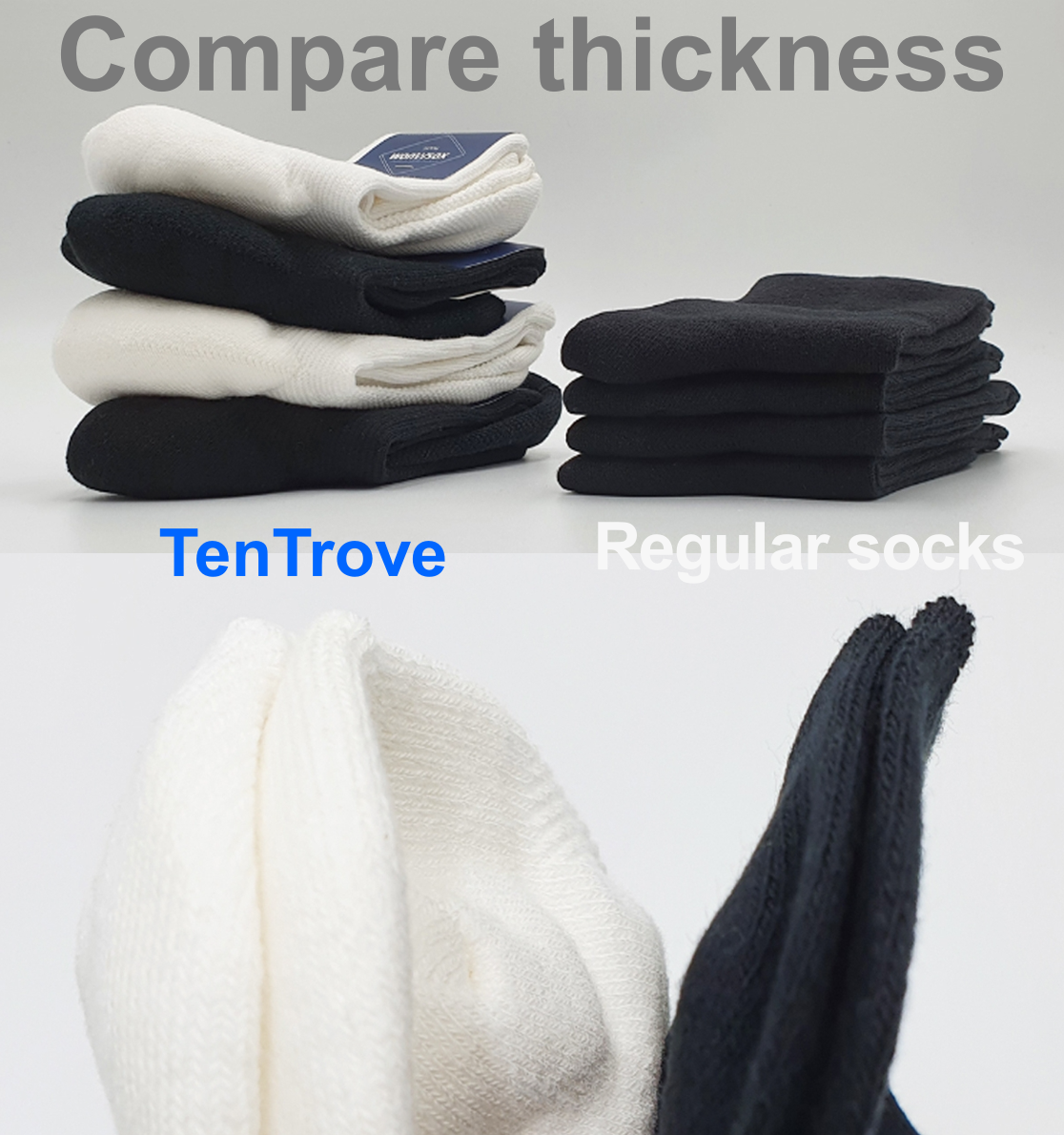 Comparison of regular socks vs L-shaped performance sports socks with thickness