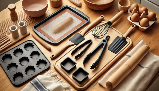 A selection of essential food grade silicone kitchen tools