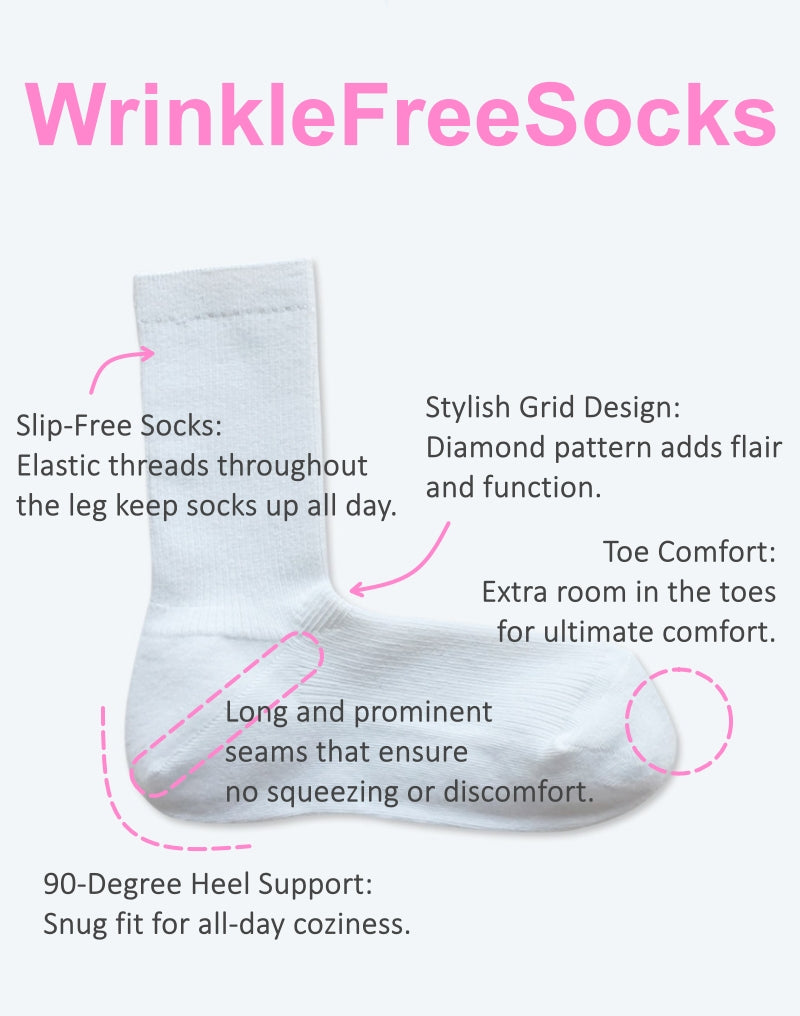 Wrinkle-free 90 degree right-angle sock in white – no-slip, seamless heel design